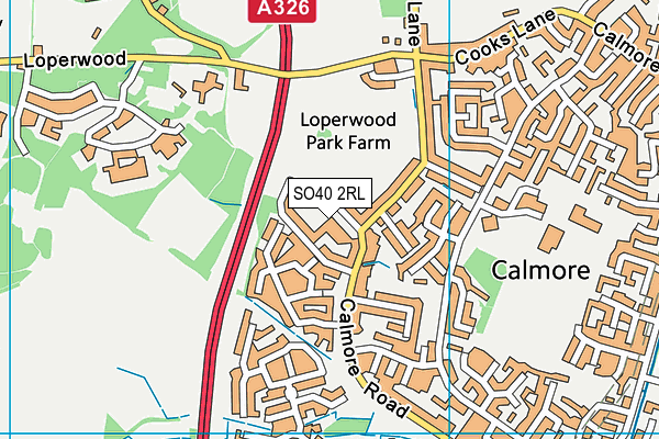 Calmore Sports Club map (SO40 2RL) - OS VectorMap District (Ordnance Survey)