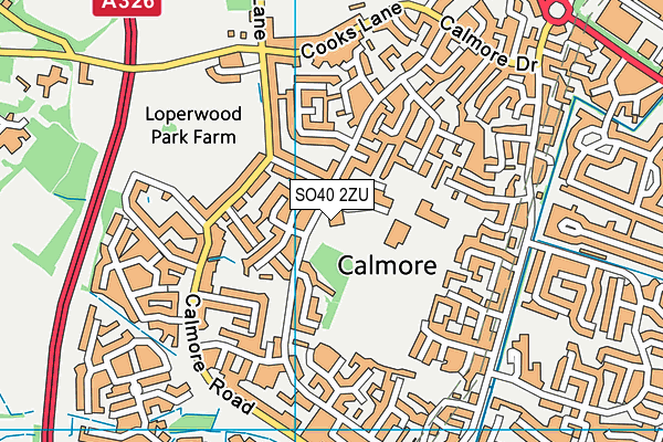 Calmore Recreation Ground map (SO40 2ZU) - OS VectorMap District (Ordnance Survey)