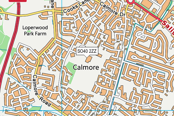 Calmore Junior School map (SO40 2ZZ) - OS VectorMap District (Ordnance Survey)