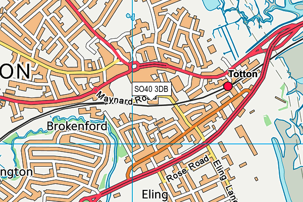 SO40 3DB map - OS VectorMap District (Ordnance Survey)
