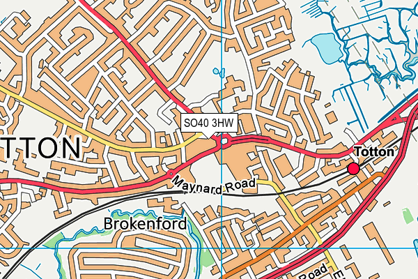 SO40 3HW map - OS VectorMap District (Ordnance Survey)