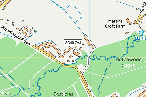 SO40 7AJ map - OS VectorMap District (Ordnance Survey)