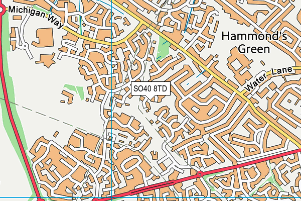SO40 8TD map - OS VectorMap District (Ordnance Survey)