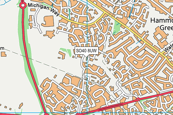 SO40 8UW map - OS VectorMap District (Ordnance Survey)