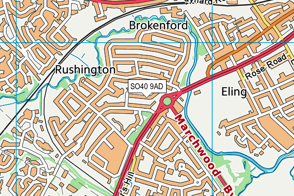 SO40 9AD map - OS VectorMap District (Ordnance Survey)