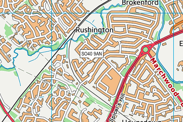 SO40 9AN map - OS VectorMap District (Ordnance Survey)