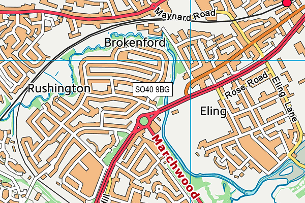 SO40 9BG map - OS VectorMap District (Ordnance Survey)