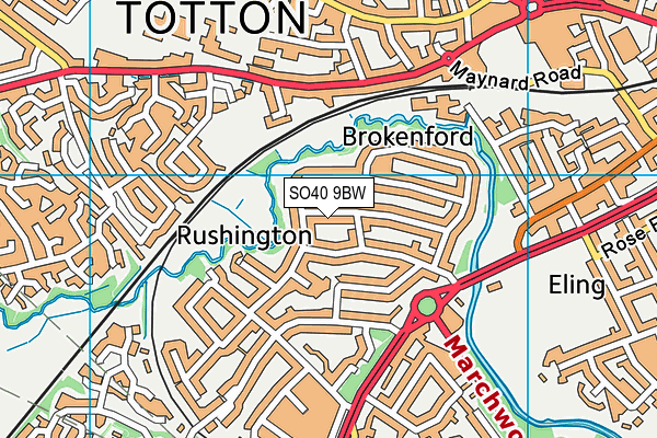 SO40 9BW map - OS VectorMap District (Ordnance Survey)