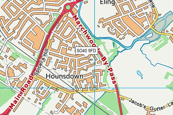 SO40 9FD map - OS VectorMap District (Ordnance Survey)