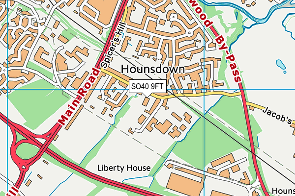 Hounsdown School map (SO40 9FT) - OS VectorMap District (Ordnance Survey)