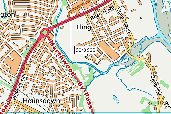 SO40 9GS map - OS VectorMap District (Ordnance Survey)