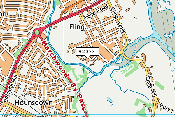 SO40 9GT map - OS VectorMap District (Ordnance Survey)