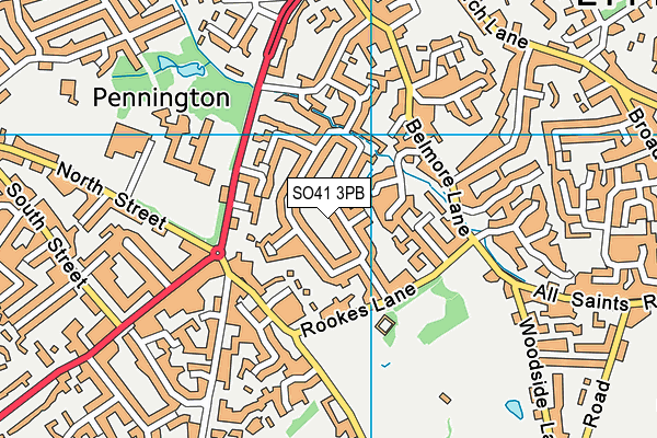 SO41 3PB map - OS VectorMap District (Ordnance Survey)