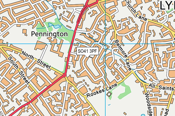 SO41 3PF map - OS VectorMap District (Ordnance Survey)