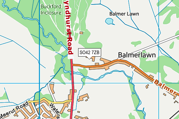 Balmer Lawn Cricket Ground map (SO42 7ZB) - OS VectorMap District (Ordnance Survey)