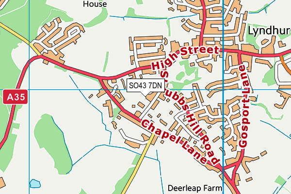 Lyndhurst Lawn Tennis Club map (SO43 7DN) - OS VectorMap District (Ordnance Survey)
