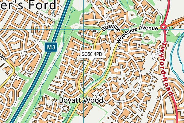 SO50 4PD map - OS VectorMap District (Ordnance Survey)