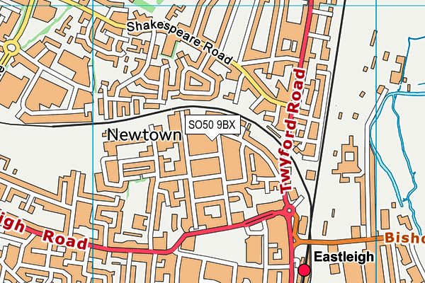 SO50 9BX map - OS VectorMap District (Ordnance Survey)