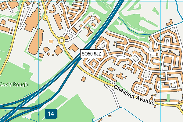SO50 9JZ map - OS VectorMap District (Ordnance Survey)