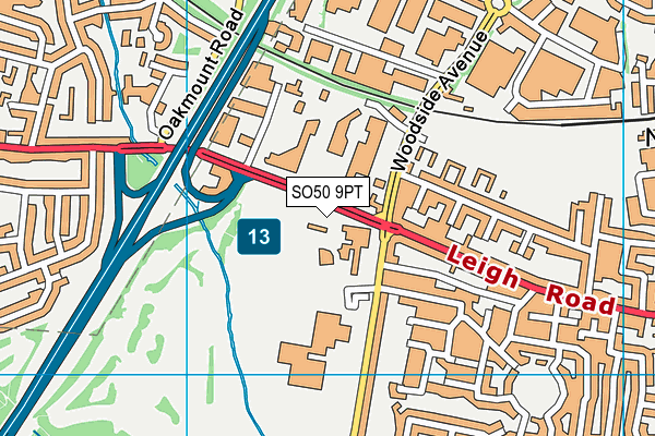 SO50 9PT map - OS VectorMap District (Ordnance Survey)