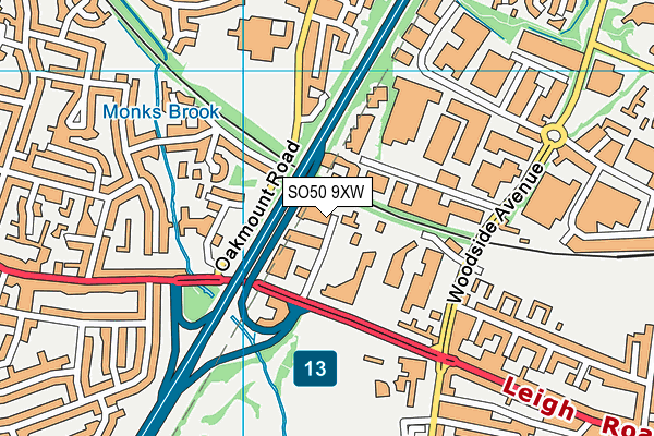 SO50 9XW map - OS VectorMap District (Ordnance Survey)