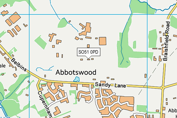 SO51 0PD map - OS VectorMap District (Ordnance Survey)