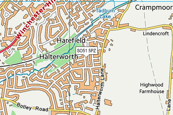 SO51 5PZ map - OS VectorMap District (Ordnance Survey)