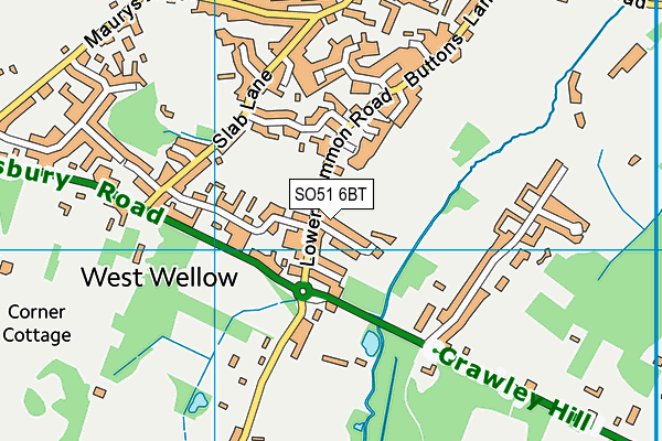 West Wellow Recreation Ground map (SO51 6BT) - OS VectorMap District (Ordnance Survey)