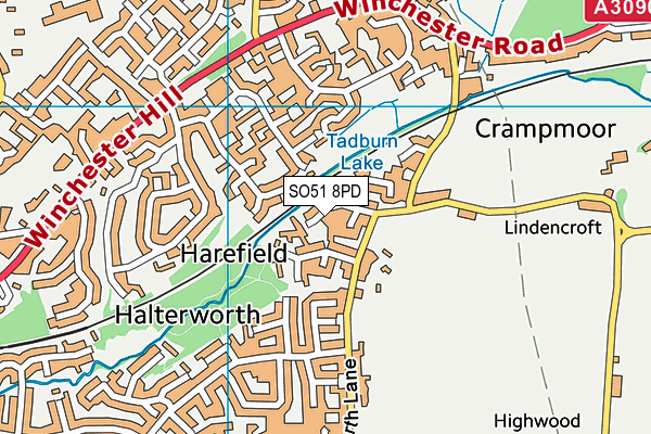 SO51 8PD map - OS VectorMap District (Ordnance Survey)