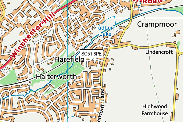 SO51 8PE map - OS VectorMap District (Ordnance Survey)