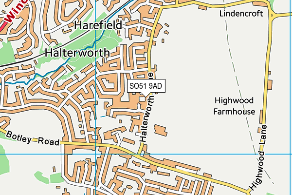 SO51 9AD map - OS VectorMap District (Ordnance Survey)
