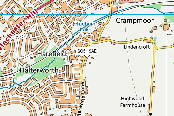 SO51 9AE map - OS VectorMap District (Ordnance Survey)