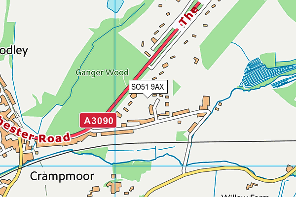 SO51 9AX map - OS VectorMap District (Ordnance Survey)