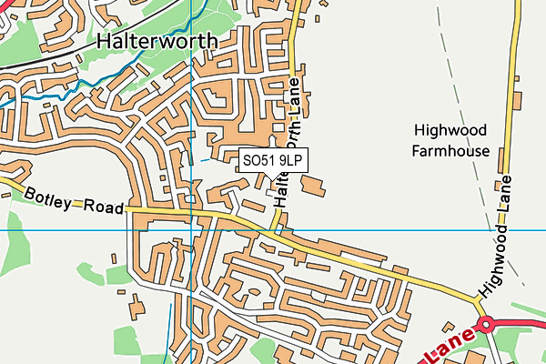 SO51 9LP map - OS VectorMap District (Ordnance Survey)