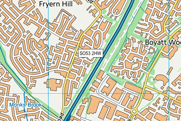 SO53 2HW map - OS VectorMap District (Ordnance Survey)