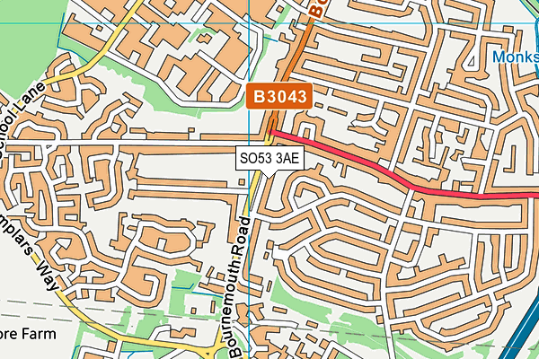 SO53 3AE map - OS VectorMap District (Ordnance Survey)