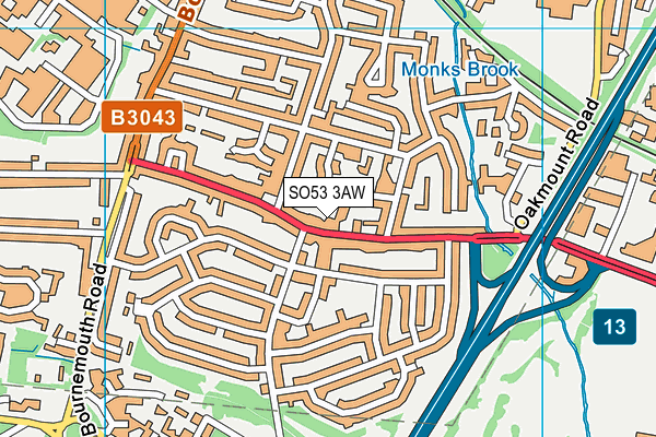 SO53 3AW map - OS VectorMap District (Ordnance Survey)