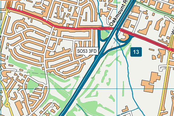SO53 3FD map - OS VectorMap District (Ordnance Survey)
