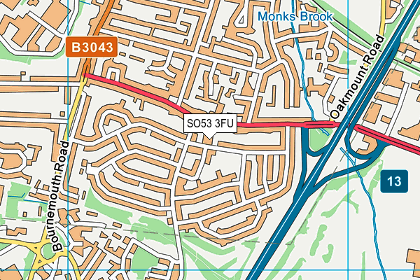 SO53 3FU map - OS VectorMap District (Ordnance Survey)