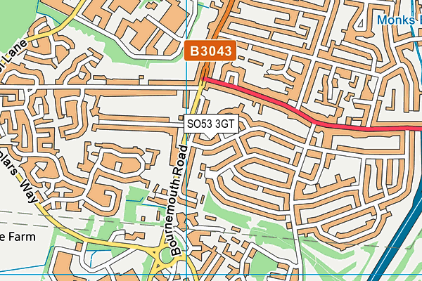 SO53 3GT map - OS VectorMap District (Ordnance Survey)