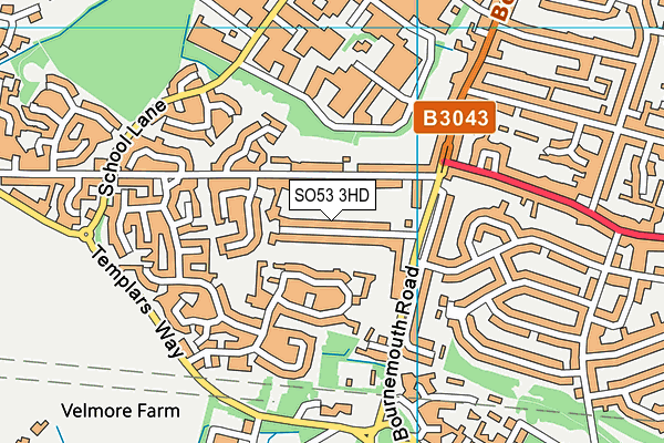 SO53 3HD map - OS VectorMap District (Ordnance Survey)