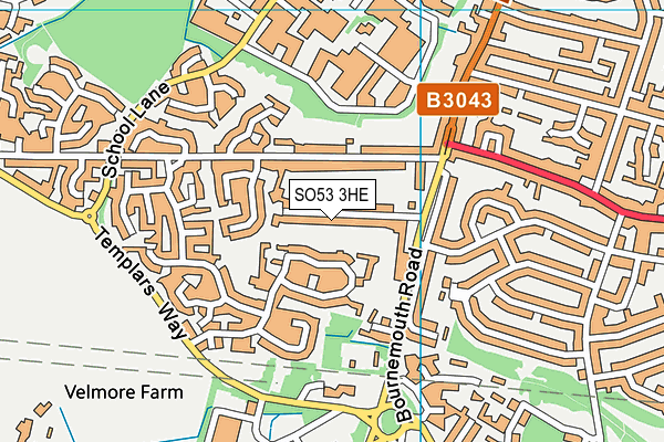 SO53 3HE map - OS VectorMap District (Ordnance Survey)