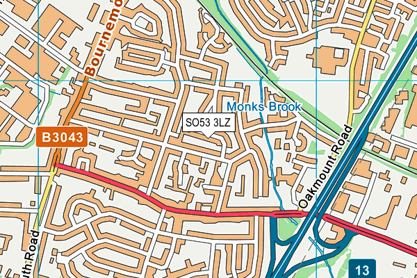 SO53 3LZ map - OS VectorMap District (Ordnance Survey)