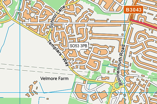 SO53 3PB map - OS VectorMap District (Ordnance Survey)