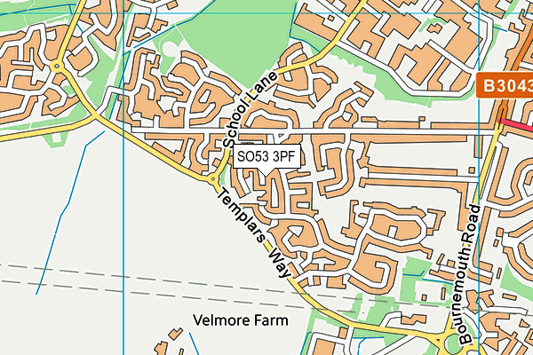 SO53 3PF map - OS VectorMap District (Ordnance Survey)