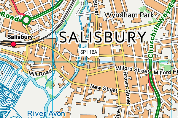 SP1 1BA map - OS VectorMap District (Ordnance Survey)