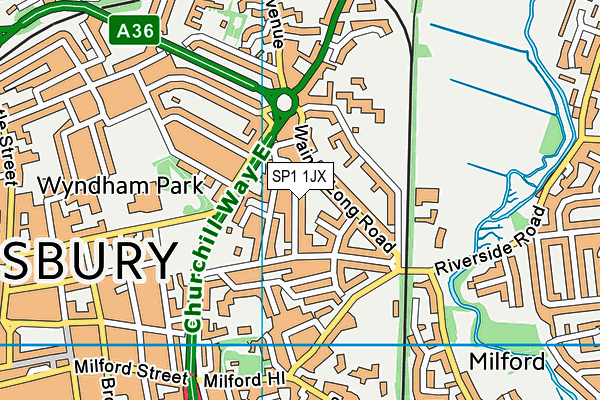 SP1 1JX map - OS VectorMap District (Ordnance Survey)