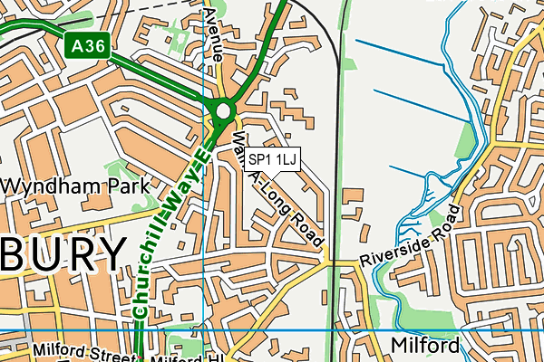 SP1 1LJ map - OS VectorMap District (Ordnance Survey)