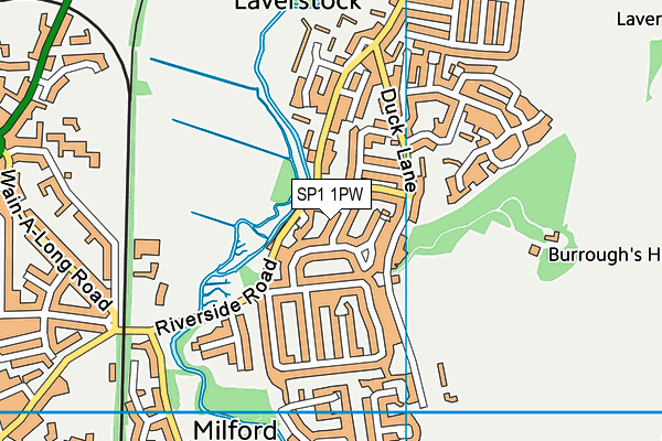 SP1 1PW map - OS VectorMap District (Ordnance Survey)