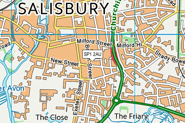 SP1 2AU map - OS VectorMap District (Ordnance Survey)